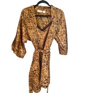 Nicole Stevens size medium satin nightwear leopard and floral print